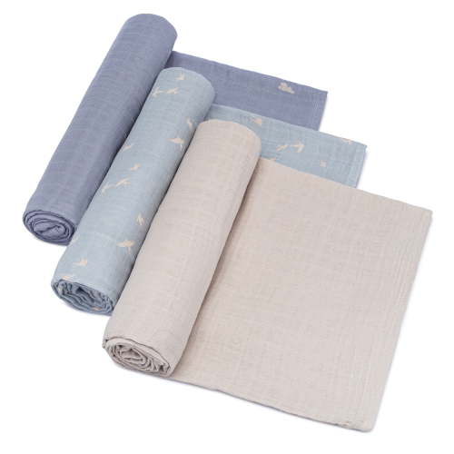 Parker Baby Swaddles - 3 Pack Infant 100% Cotton Muslin Female Swaddle Blankets - Cloud Set