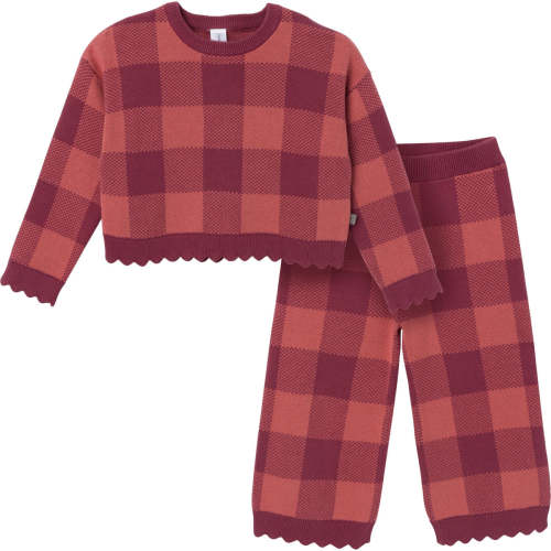 2-Piece Infant & Toddler Girls Dark Rose Large Check Sweater and Pant – Gerber Childrenswear