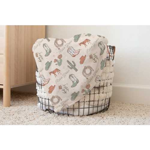 Personalized Cowgirl Baby Blanket: Western Minky, Sherpa or Jersey Knit