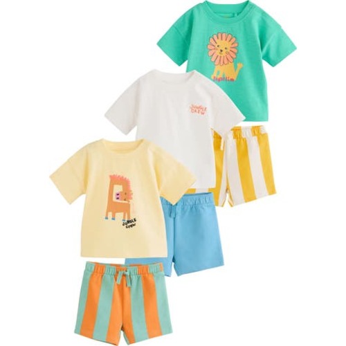 6-Pack Bright Graphic T-Shirts & Assorted Shorts Set, 9-12M