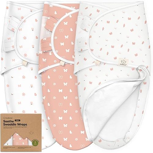 Baby Swaddle Sleep Sacks with Zipper - 3-Pack Swaddles for Newborns 3-6 Months, Infant, Baby Girls, Boys, Soft & Durable Newborn Sleep Sack, Easy Diaper Change Swaddling Blanket (Butterflies, L)