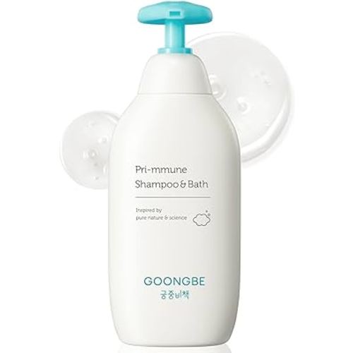 GOONGBE Pri-mmune Shampoo & Bath - Korean Baby Wash - Hypoallergenic Head to Toe Cleanser - Paraben-Free Formula For Sensitive Hair & Skin, 11.8 fl.oz.