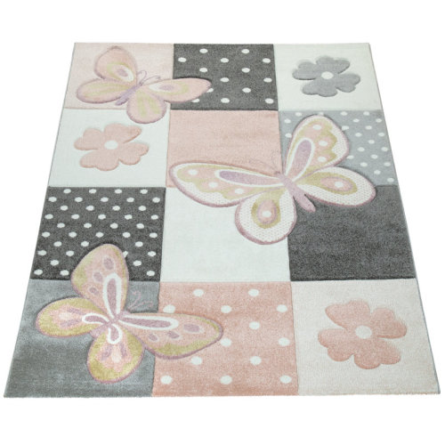 Mack & Milo™ Caban Gray/White/Pink Area Rug & Reviews | Wayfair