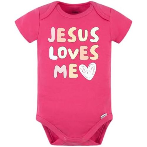 Jesus Loves Me Christian Baby Short Sleeve Bodysuit for Girls Boys Easter Gift Faith Clothes for Easter