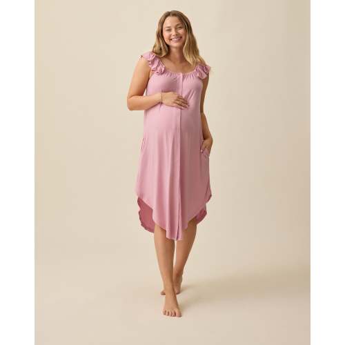 Ruffle Strap Labor & Delivery Gown | Light Mauve - Kindred Bravely