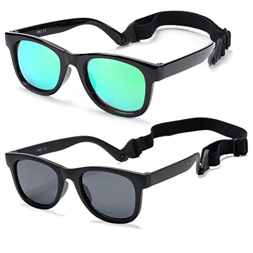 COASION Bendable Flexible Polarized Newborn Baby Sunglasses with Strap for Infant Boys Girls Age 0-12 Months CA8042