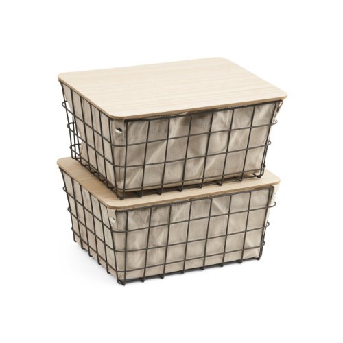 2pk Graphite Wire Bins With Lid | Home | T.J.Maxx