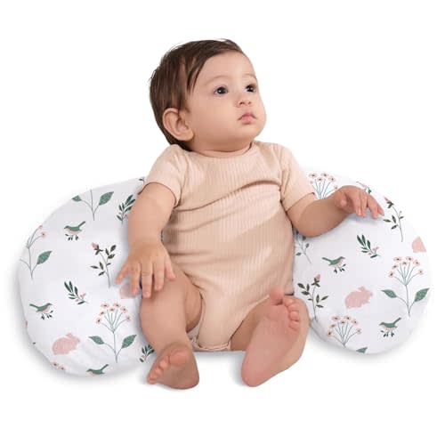 Little Grape Land Nursing Pillow,Upgraded Breast Feeding Pillow for Mom,Breastfeeding & Bottle Feeding for 0–15 Months, Soft Machine Washable Cover with Firm Breathable Filling, Tummy Time,Bunny
