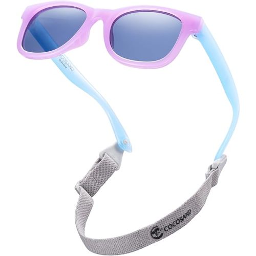 COCOSAND Flexible Polarized Baby Sunglasses with Strap UV Protection for Toddler Infant Girl Boy Age 0-24 Months