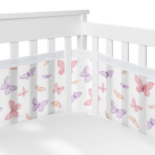 Sweet Jojo Designs Girl BreathableBaby Breathable Mesh Crib Liner Baby Nursery Butterfly Blush Pink and Purple