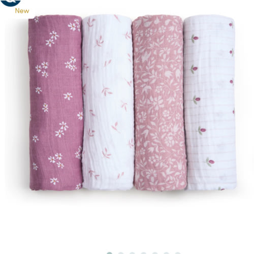 aden + anais heritage floral organic cotton muslin swaddles 4 pack