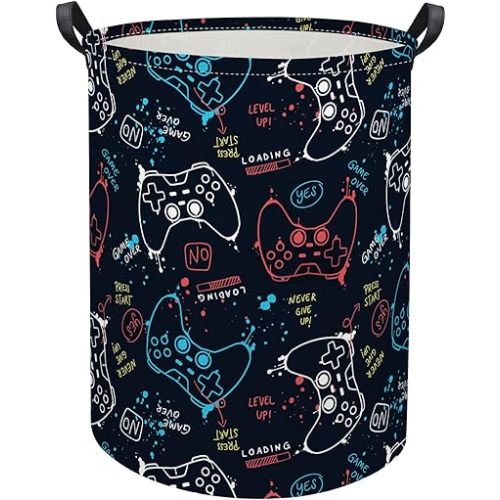 HIYAGON Game Laundry Basket Boys Kids Baby Laundry Hamper Dirty Clothes Organizer Toy Storage Bin Nursery Hamper for Bedroom Room Decor(Game)