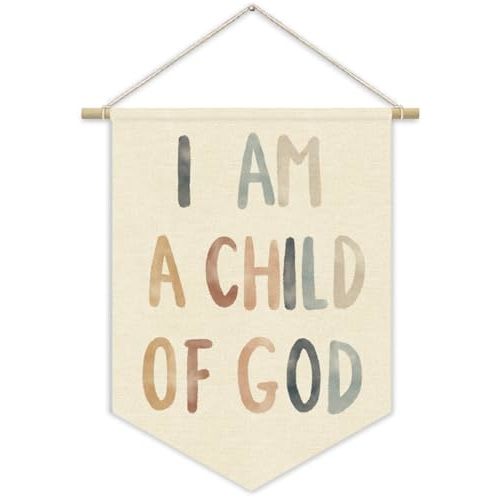 XYDEG Boho Classroom Homeschool Decor I Am A Child Of God Banner,Teen Sunday School Decor,Bible Verse For Nursery Decor,Christian Wall Hanging Pennant Flag Banner for Church Newborn Baby Room