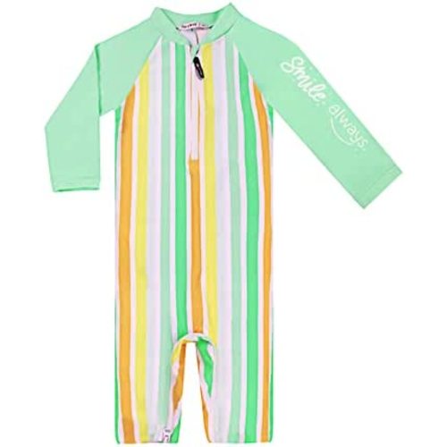 weVSwe Baby Toddler UPF 50+ Sun Protection Rash Guard Long Sleeve Swimsuit with Crotch Zipper