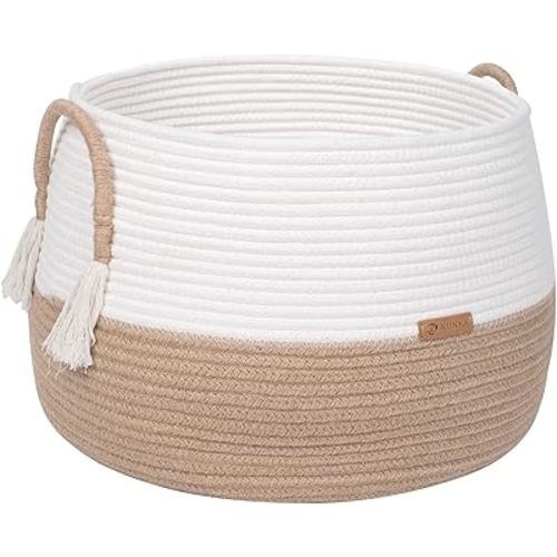 Large Basket for Toys-15.7"x 11.8"-Boho Baskets for Living Room,Bedroom,Nursery | Large Woven Baskets, Cube Basket, Under Shelf Basket | Decorative Baskets for Home Decor