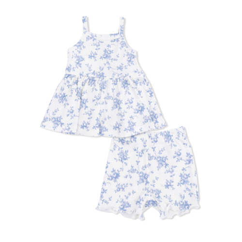 Baby Blue Vines Floral - Peplum Tank and Bike Short