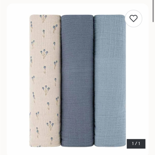 Ely's & Co. Cotton Muslin Swaddle Blanket - 3 Pack - 42"x42"