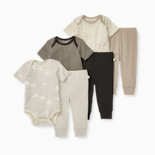 Burt's Bees Baby Organic Short Sleeve Bodysuit & Pant Set (3 Pack) - Limestone, 0-3 M