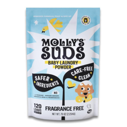 Molly's Suds Baby Laundry Detergent Powder | Removes Formula, Poop & Spit-Up Stains | Extra Gentle for Newborns (Fragrance Free)