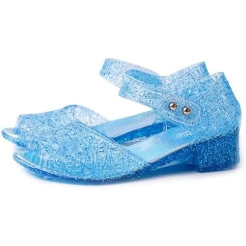 Princess Jelly Shoes Girls Dance Party Heels Sandals Glitter Cosplay Snow Queen Cosplay Costumes Dress Up Sandals for Toddler Children Big Kids