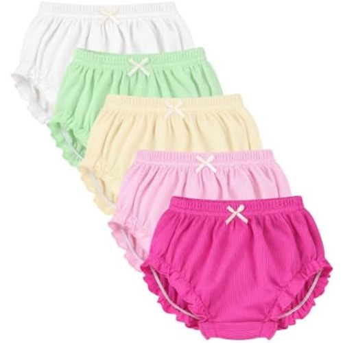 5-Pack Infant Baby Girls Ruffle Diaper Cover Elastic Bloomer Toddler Girl's Cotton Shorts Toddler Underwear