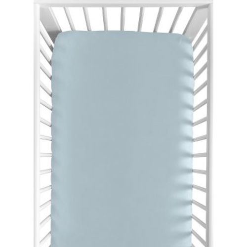 Sweet Jojo Designs Boy Baby Fitted Crib Sheet Construction Truck Collection Solid Light Blue