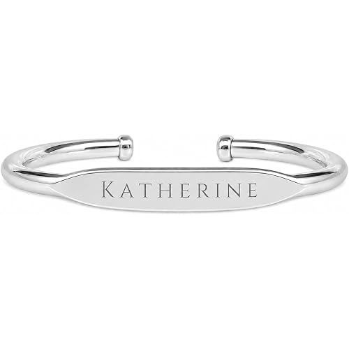 925 Sterling Silver Custom Engraved Cuff Bangle for Women, Adjustable Bracelet, Personalized Jewelry