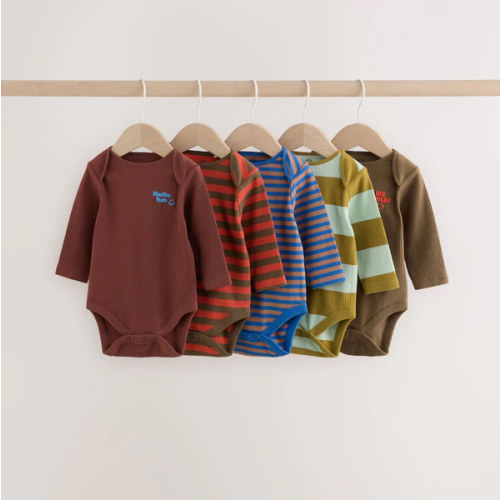 Buy Multi Stripe Long Sleeve Bodysuits 5 Pack from Next USA