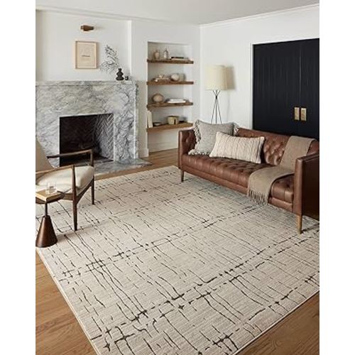 Loloi Darby Collection DAR-06 Sand/Dk. Grey 6'-7" x 9'-3" Area Rug