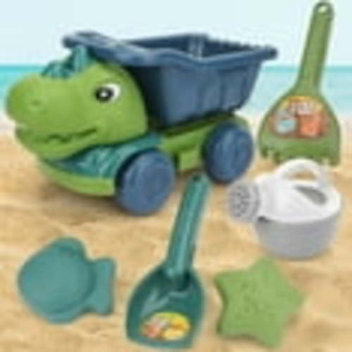 Latrodar Toddler Dinosaur Engineering Vehicle Shovel Beach Toy Set Baby Outdoor Play Water Digging S& Hourglass Tool C Party Favor 6x6 Inch