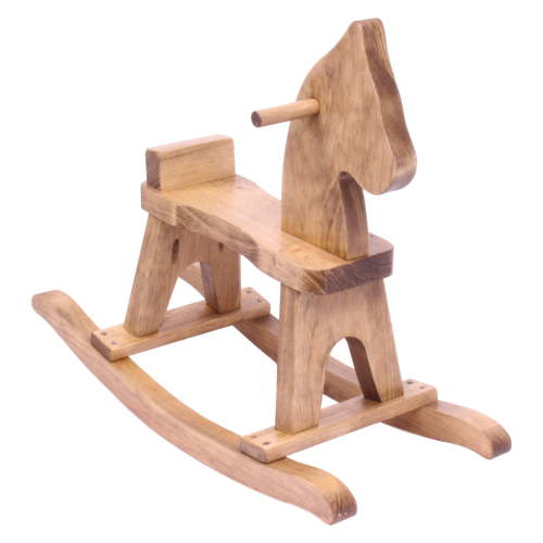 Amish-Made Wooden Rocking Horse Toddler Ride-On Toy - Harvest Stain Finish
