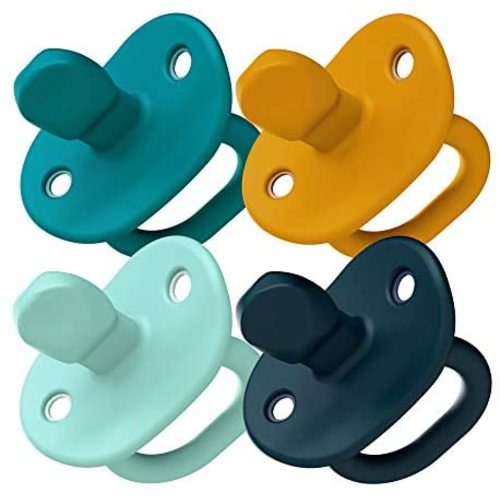 Boon Jewl Orthodontic Silicone Pacifier Blue, 4-Pack