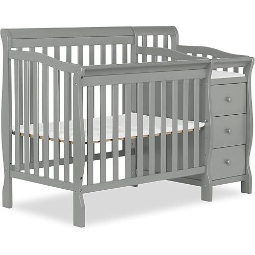 Dream On Me Jayden 4-in-1 Mini Convertible Crib and Changer, Sea Grass