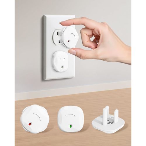 BBsecure Outlet Covers Baby Proofing - 40 Pack Plug Covers Baby Proofing with Unique Rotating Design, Outlet Plug Covers to Prevent Electrical Shock, for US 3-Prong, Home, Office, School, White