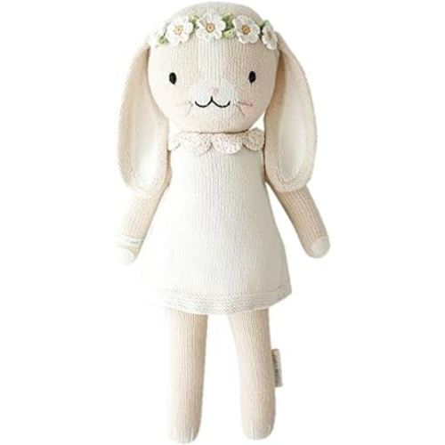 cuddle + kind Hannah The Bunny Ivory Little 13" Hand-Knit Doll – 1 Doll = 10 Meals, Fair Trade, Heirloom Quality, Handcrafted in Peru, 100% Cotton Yarn