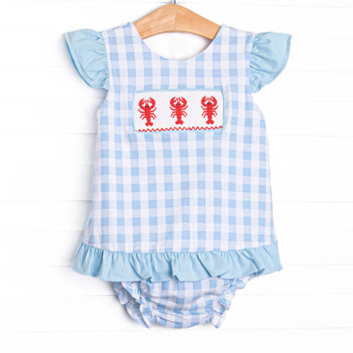 Off Land Lobster Smocked Ruffle Diaper Set, Blue – Stitchy Fish