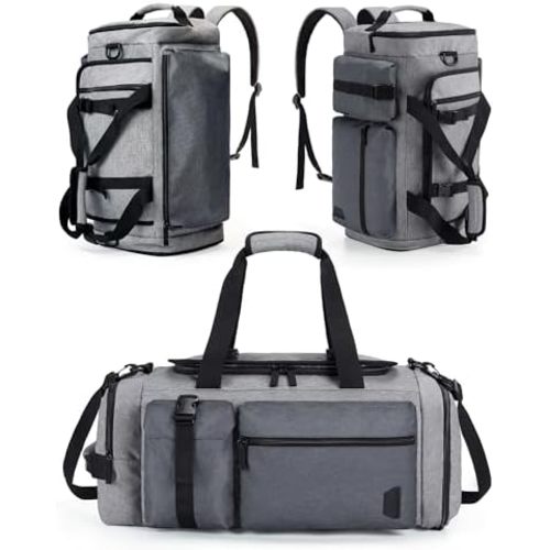 BAGSMART Gym Bag for Men, Sports Duffel Bags for Traveling, Weekender Overnight Bag with Shoe Laptop Compartment, Carry on Backpack for Airplanes-Gray