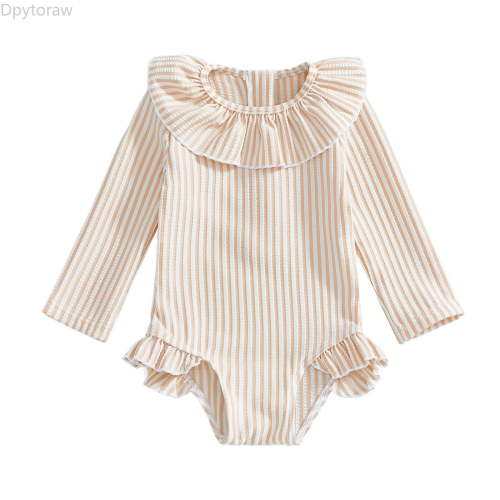 Dpytoraw Girls Swimsuit UPF 50 Sun Rash Guard Long Sleeve Bathing For Toddler Kids Beach Pool Swimwear Size Yellow 18-24 Months