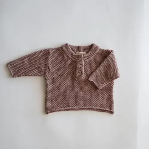 Organic Knit Baggy Longsleeve, Brownie, 3-6M