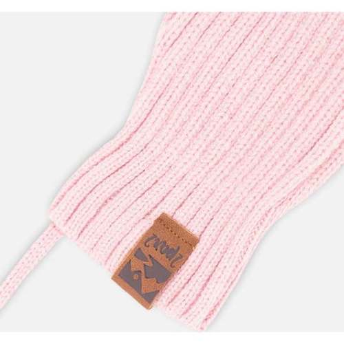 Baby Knit Mittens With Cord Pale Pink, Pale Rose - Deux par Deux | Maisonette