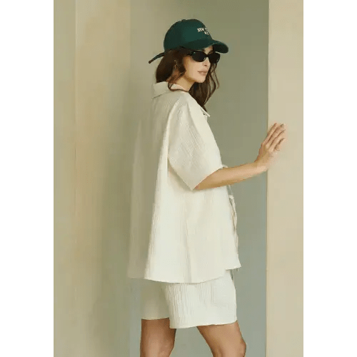 TRIPLE MUSLIN NURSING TOP & SHORTS SET