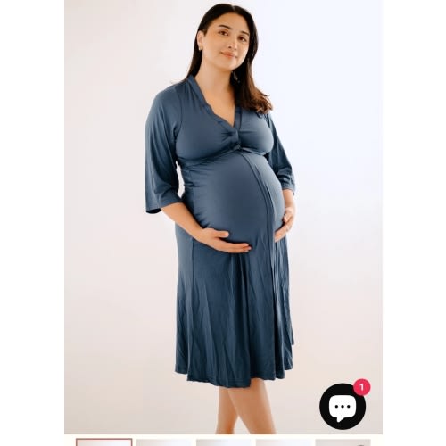 Lila Labor & Postpartum Gown in Midnight Blue