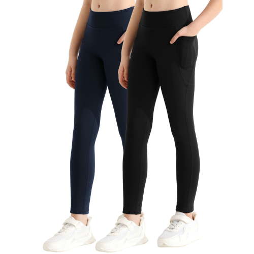 SILVERCELL 1/2/3 Pack Little Girls Athletic Leggings, Teens Big Girl Running Dance Yoga Pants Tights with Pockets, Size 4-15 Years