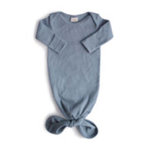 Mushie Organic Cotton Ribbed Knotted Baby Gown