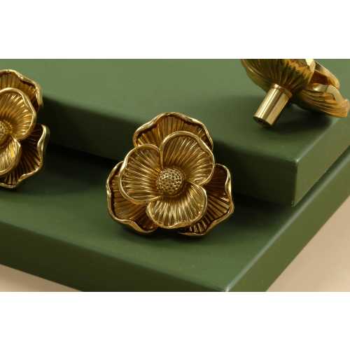 Brass elegant flower drawer Knobs gold Dresser Knob unique Pull Handles decorative  Cabinet Knob cupboard Knob Pull