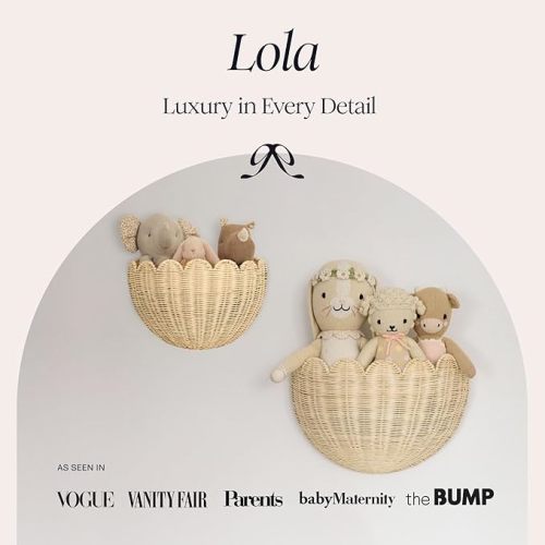 BEBE BASK The Original Scalloped Wicker Wall Basket – Set of 2 – Handwoven Scalloped Wall Baskets (16 x 10 x 7 in), Woven Rattan Wall Hanging Baskets - Natural Scalloped Basket