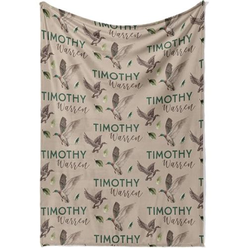 Personalized Baby Blankets for Boys, Custom Blanket, Tan Throw Blanket, Newborn Photography Props, Newborn Boy Gift, Minky Fabric, Mallard, 30x40(Small)