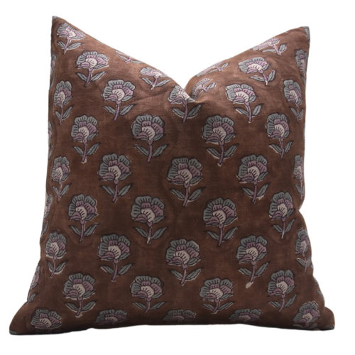 Fabdivine Block Print Pure Linen Throw Pillow Covers, Handmade (Rohini, Blue) & Reviews | Wayfair