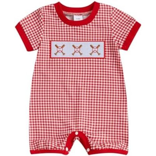 Newborn Infant Baby Boy Girl Clothes Baseball Print Short Sleeve Jumpsuit One Piece Romper Bodysuit Game Day Outfit