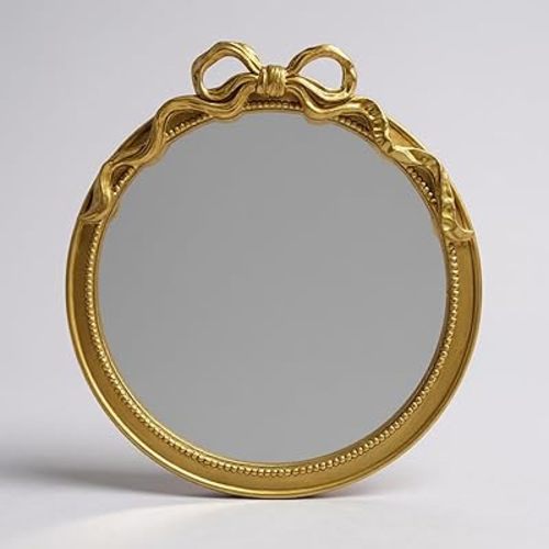24-Inch Gold Bow Resin Mirror – Perfect Decorative Accent for Nursery and Elegant Baby Room Decor (Gold, 26x24in)